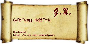Gévay Márk névjegykártya