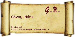 Gévay Márk névjegykártya